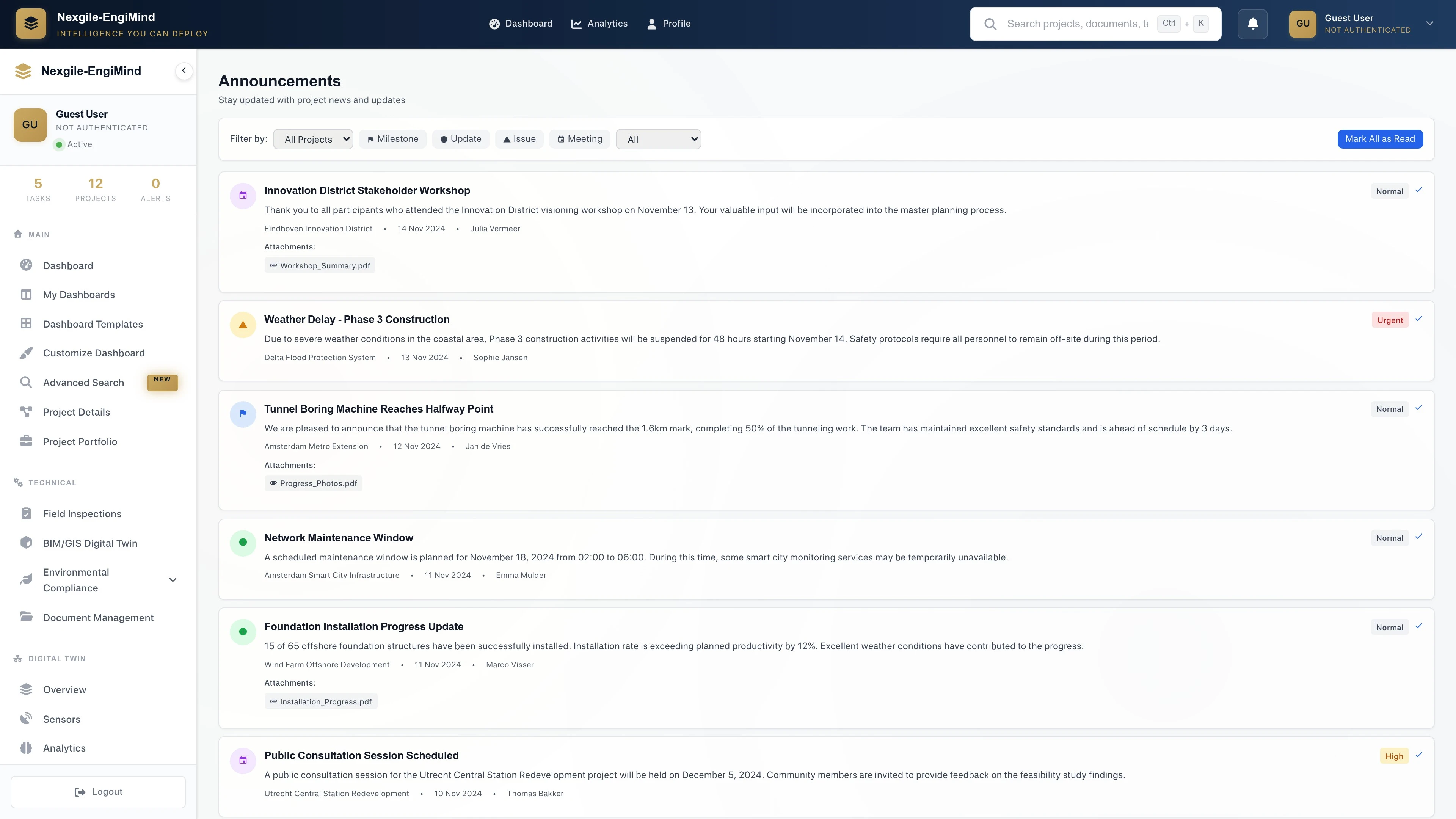 Client Portal - Announcements