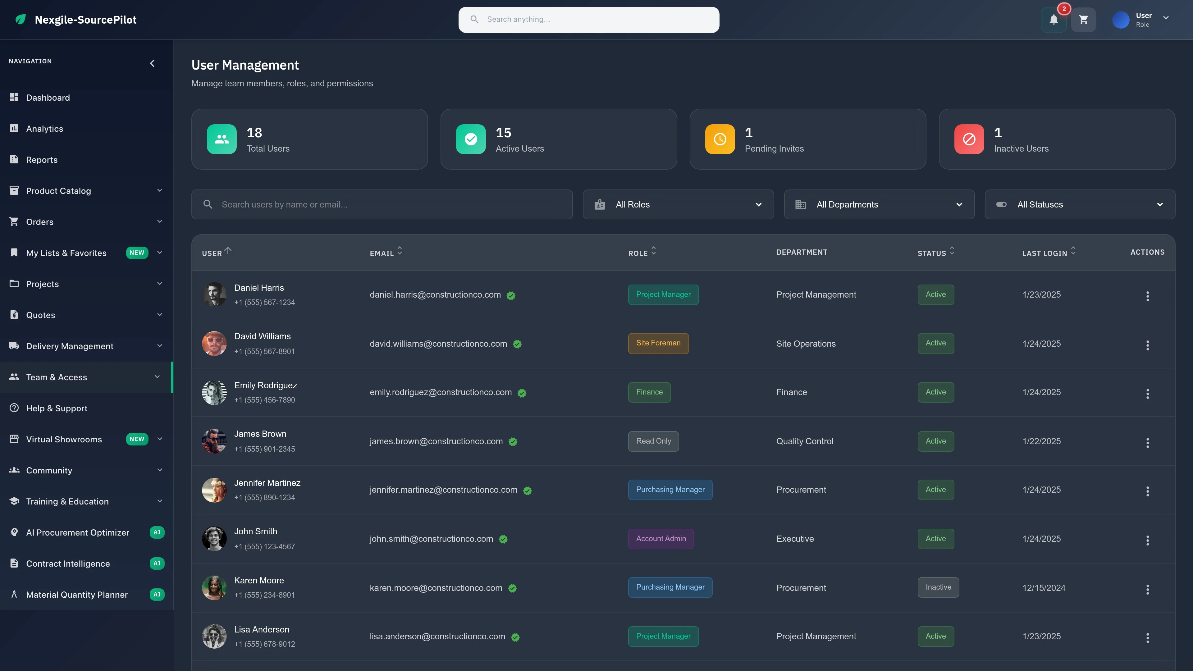 Settings - User Management Interface